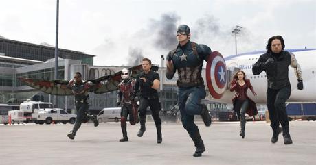 Captain America: Civil War : Photo Anthony Mackie, Chris Evans, Elizabeth Olsen, Jeremy Renner, Paul Rudd