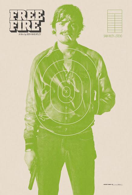 Affiches personnages UK pour Free Fire de Ben Wheatley